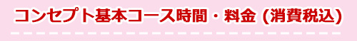 コンセプト体験コース時間・料金表 全て(消費税込)